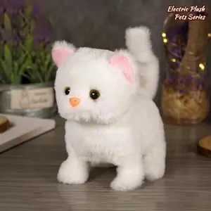 Simulated Robot Kitten Wagging Interactive Kitten Plush Toy Walking Makes You Happy Kitten Robot Electric Pet