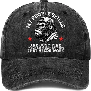 My People Skills Are Just Fine Baseball Cap, Funny Gorilla Hat, Sarcastic Coworker Gift Dad Cap - Best Give for Dad, Gift for Him, Husband's Gift
