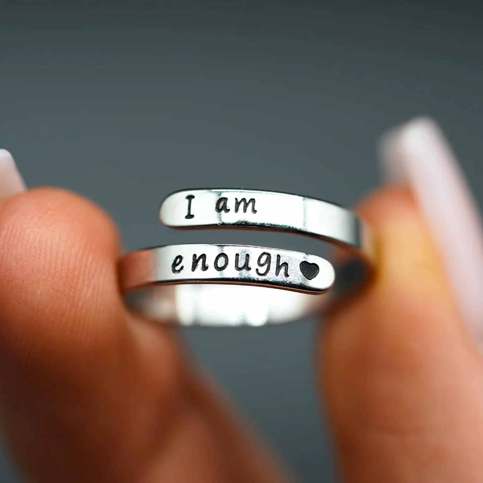 I Am Enough Ring - Adjustable Stainless Steel Affirmation Ring for Daily Wear - Encourages Self-Love & Positive Self-Talk - Perfect Gift for Graduation, Birthdays, and Self-Care
