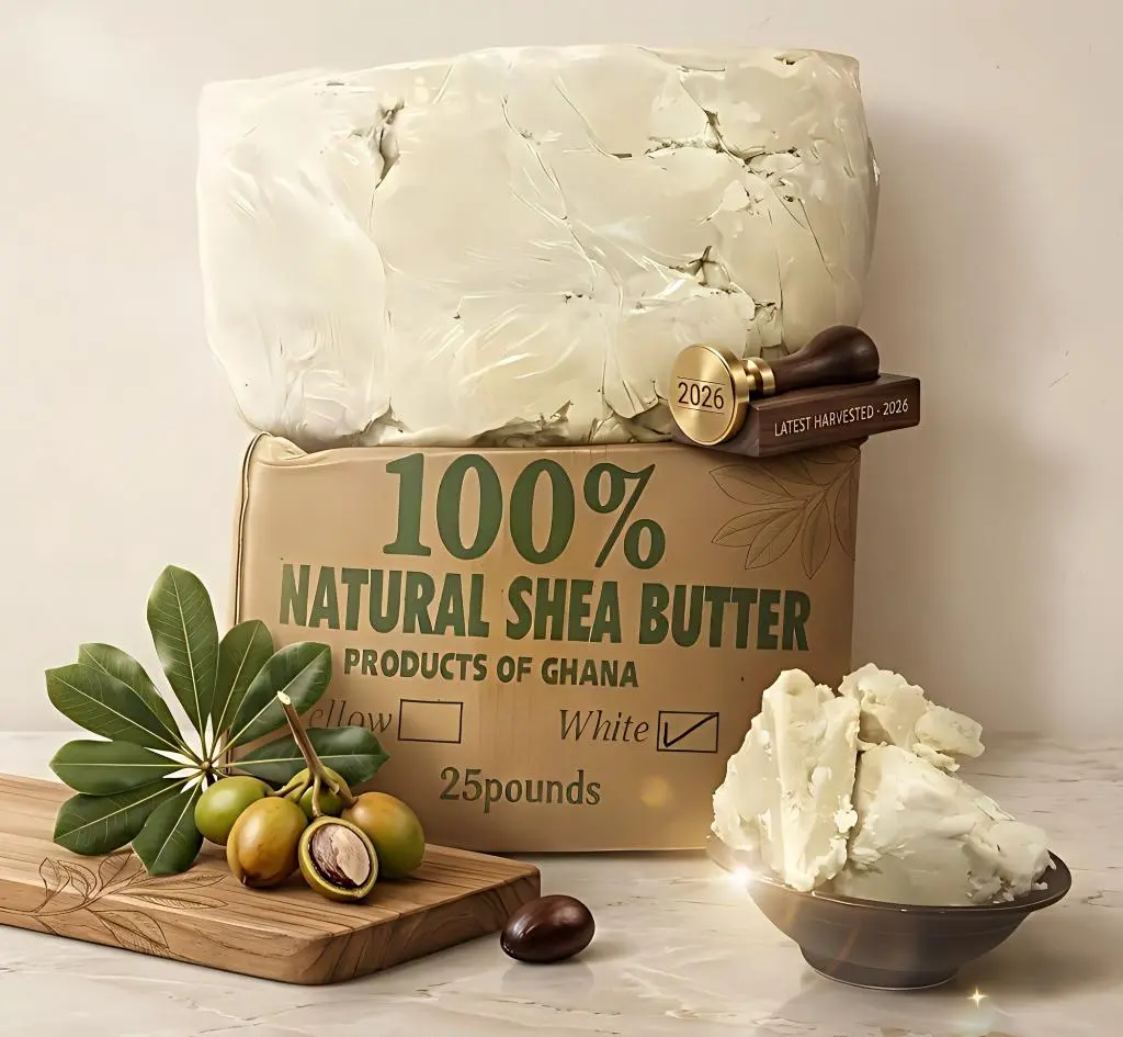 Unrefined Raw African Shea Butter, 100% Pure Solid Block - Fragrance Free & Vegan for Acne Prone or Mature Skin - Handcrafted DIY Base From Ghana, Cruelty Free, Alcohol Free