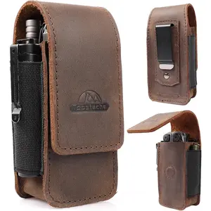 Multitool Sheath for Men - Belt Leather Multitool Holster - EDC Belt Organizer for Leatherman, Gerber - Magnetic Closure Multitool Pouch Fits Folding Tool, Darkbrown