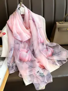 Floral Print Long Scarf, Fashionable Soft Comfortable Shawl for Daily Wear, Casual Versatile Scarf for Women & Girls