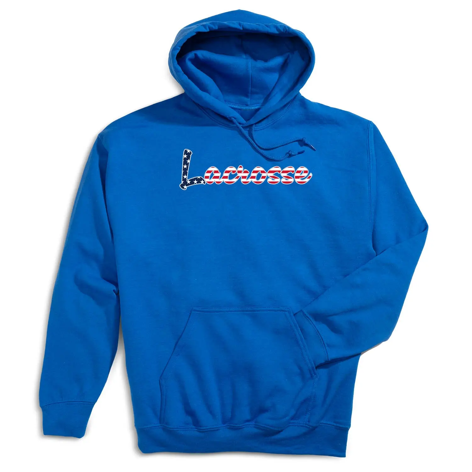 Men's Lacrosse Hooded Fleece Sweatshirt - Longsleeves, Stripes Pattern, Sports Design, Stars Patriotic Look, Relaxed Fit, Soft, Casual, Front Pocket, Tournament Travel Menswear Top