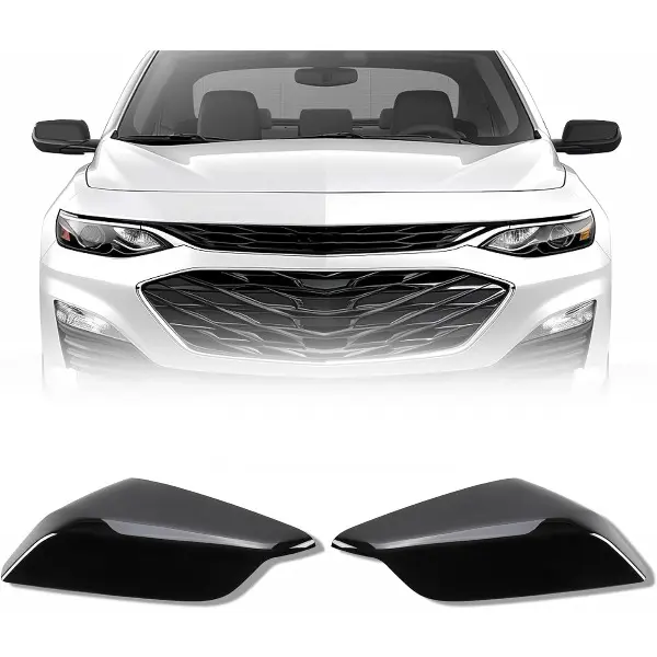 Pair Mirror Cover Compatible with 2016-2024 Chevy Chevrolet Malibu Outside Mirror Cap Trim Replacement for 84026841 84026842 Painted Plastic ABS Black