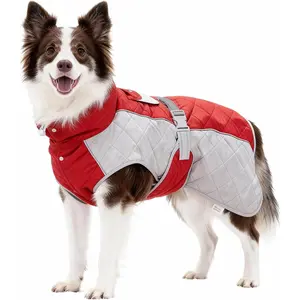 Dog Coat Dogs Jacket Waterproof Reflective Adjustable Dog-Winter Coats for Small/Medium/Large Dogs Dachshund Coat-(Red, Medium)