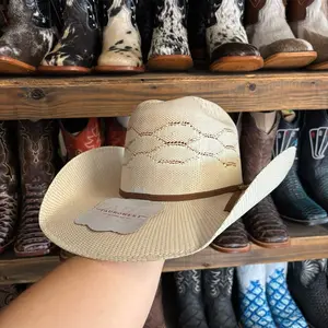 Minnick Men's Cowboy Straw Hat - waves pattern Classic Design, Lightweight & Breathable, 4 1/4 Brim Size, Versatile for Multiple Occasions