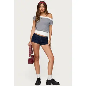 Lottey Striped Off Shoulder Knit Top