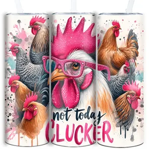 20oz Stainless Steel Insulated Tumbler,Funny Chicken "Not Today Clucker" Design, Reusable Slim Water Bottle with Lid & Straw, Hand Wash Only, Ideal for Home, Outdoor, Sports, Christmas, Easter, Valentine's, Mother'S Day Gifts