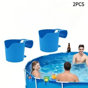 2pcs Poolside Cup Holder Outdoor Storage Rack for Swimming Pool, Hanging Holder for Drinks and Beer Cups