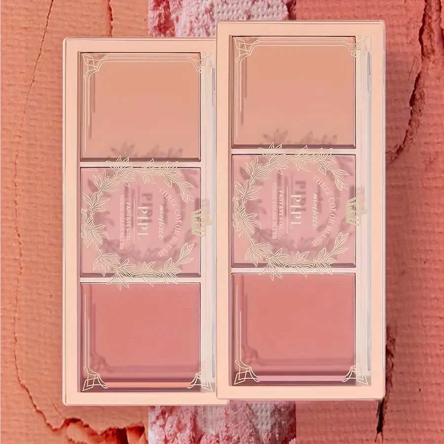 Three-Color Blush Palette: Matte Nude, Milky Tea, and Orange Long-Lasting Waterproof Rouge