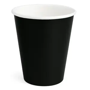Jet Black 9oz Paper Cups - Solid Color Collection
