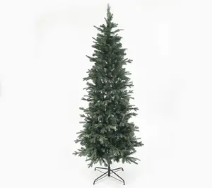 LuxenHome Pre-Lit LED 7ft Slim Artificial Christmas Tree