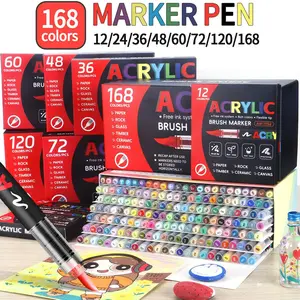 Direct Liquid Acrylic Paint Pens, 12-288 Colors, Soft Brush Tip, Water-Based Markers, Acrylic Painting Pen, Art Marker Set, for Fabric, Canvas, Rock, Glass, Wood, Paper