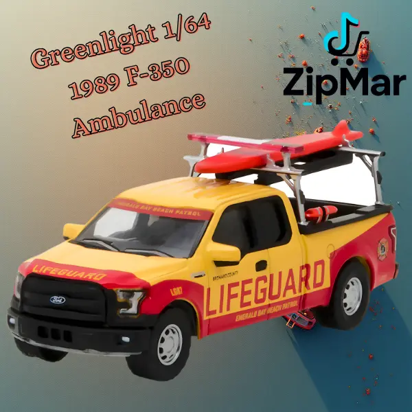 Greenlight 1:64 2016 Ford F-150 Lifeguard Truck | Emerald Bay Beach Patrol Diecast Model | Limited Edition Collectible with Surfboard & Realistic Rescue Design