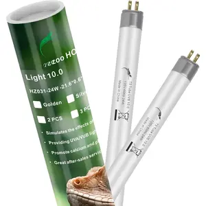 2-Pack UVB Reptile Light 10.0 Bulb 24W T5 Fluorescent Desert Lamp UVA for Bearded Dragon Tortoise Reptile & Amphibian