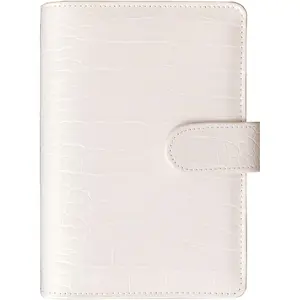 A6 Crocodile Budget Binder Cover - PU Leather Notebook Binder with  Snap Buckle, Small 6 Ring Refillable Journal Binder, Beige