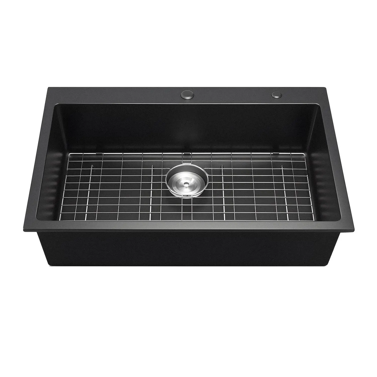【summerfinds】VEVOR 33 inch Kitchen Sink Workstation, Top Mount Granite Sinks, Drop-In Single Bowl Farmhouse Basin with Multiple Accessories, Household Dishwasher Sinks for RV, Prep Kitchen, and Bar (Black)