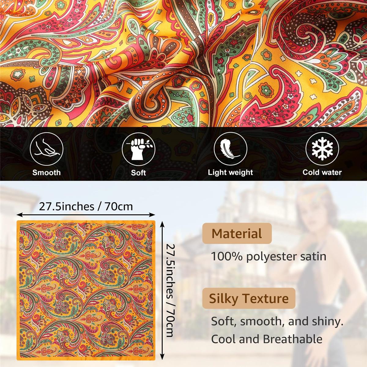 4PCS/Set 27.5In Satin Head Scarf Silk Like Hair Kerchief for Women Lightweight Hair Bandanas Head Scarves Neck Scarves Hair Wrap Hair Band Headscarf Hair Accessories