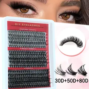 300 fluffy tufted false eyelashes set, 30D/50D/80D single tufted dense effect, D roll 8–16mm tufted false eyelashes, suitable for weddings and daily wear, Valentine's Day, false eyelashes, Diy Cluster Lashes