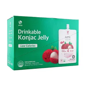 Jelly.B Drinkable Konjac Jelly 10 Pack Lychee Flavor Low Calorie 0 Fat Sugar-Free 150ml Each Chewy Bouncy Texture High Fiber 4kcal Serving