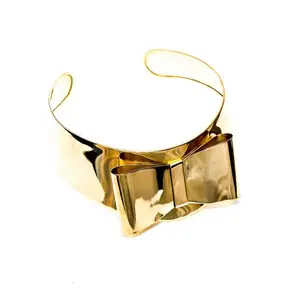Bow Tie Brass Collar Choker Necklace