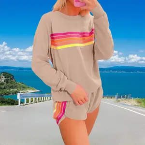 Rainbow Cozy-Chic Lounge Duo | Asymmetrical Color Design with Thumbhole Cuffs | Modern Athleisure Set | Matching Long Sleeves for Lazy Sundays | Outfit Clothes