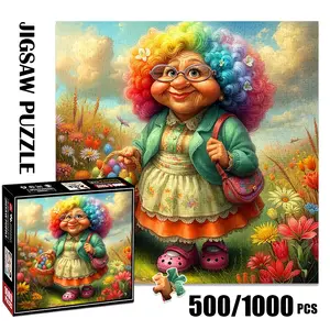 1pc 1000 piece adult puzzle 58x58cm Colorful - Haired Character with Basket of Eggs in Flowering Field 500 pieces paper jigsaw puzzle suitable for DIY creative games for adults and families, birthd