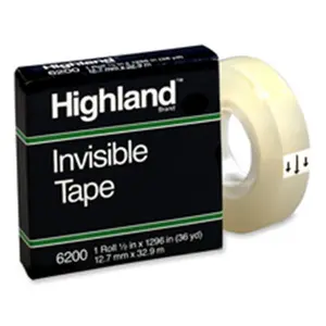 3M MMM6200341000 Invisible Tape- 1 in. Core- .75 in. x 1000 in.- 6-PK- Clear