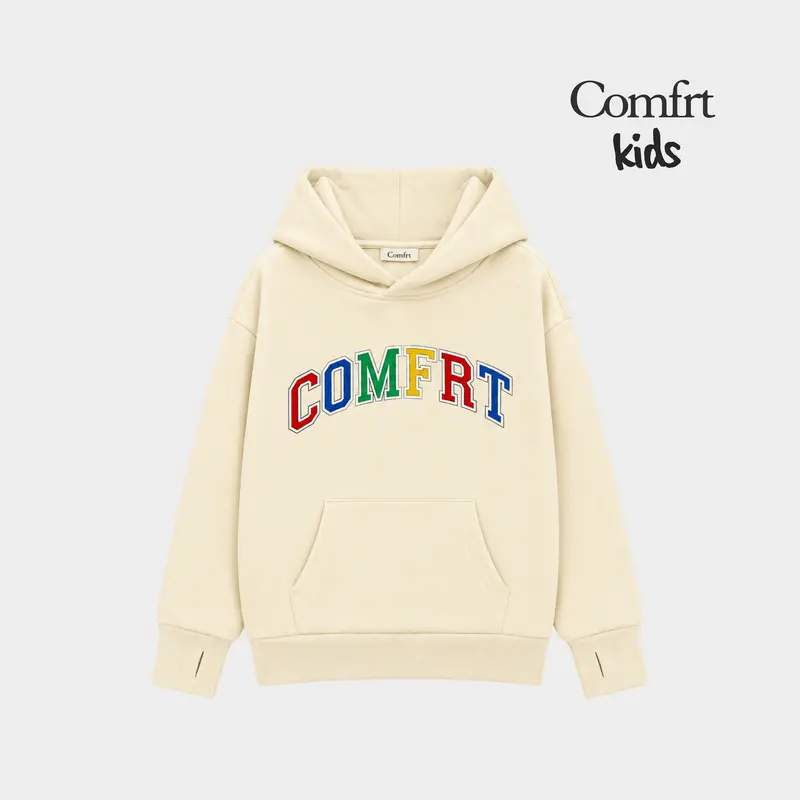 Comfrt | Kids Varsity Applique Hoodie | Varsity Logo Embroidered Boys & Girls Hoodie