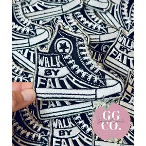 Walk By Faith Shoe Patch, Christian Hat Patch, Embroidered Patch, Trucker Hat Patch, Iron On, Trendy Hat Patch, Jesus Patch, Patch