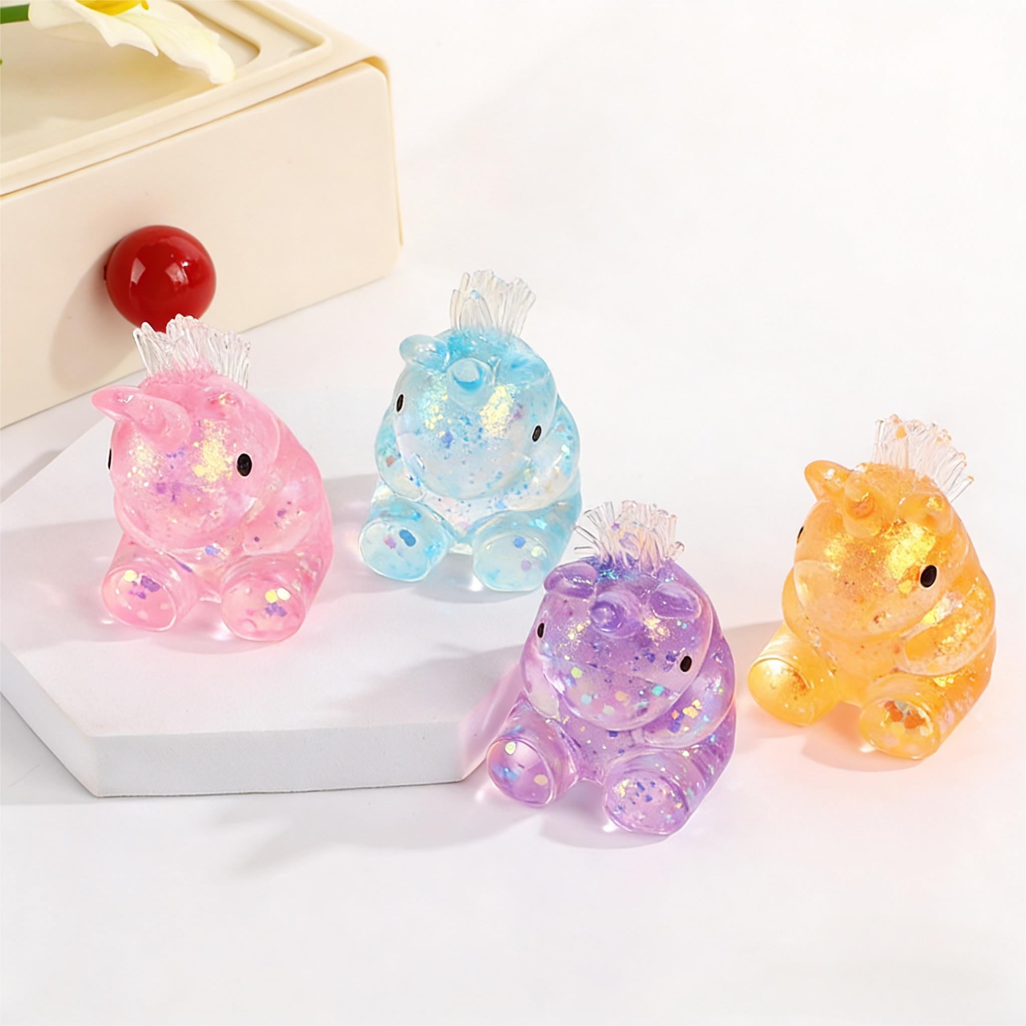 3pc Glitter Unicorn Squishy Toy, Cute Transparent Stress Relief Squeeze Toy with Sparkle Flakes, Soft Slow Rising Fidget Toy for Kids Adults, Anxiety Relief Sensory Toy for Birthday Party Favors, Classroom Prizes, Gift