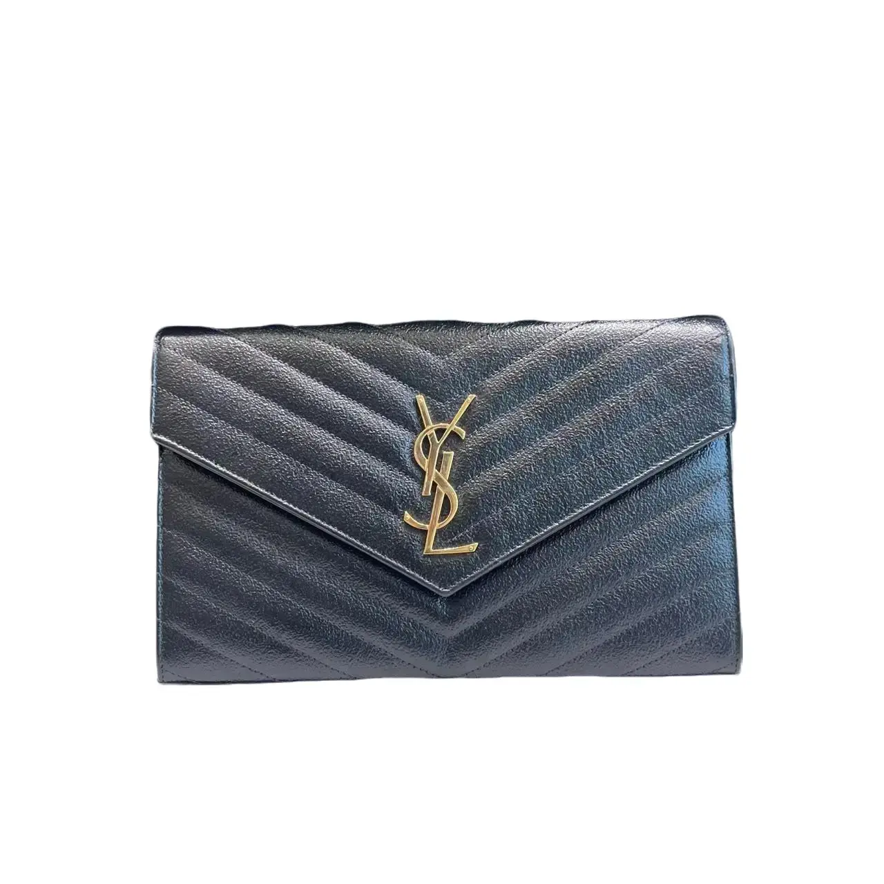 Pre-owned Yves Saint Laurent Saint Laurent WOC JM2y9904055 Black&Gold Calfskin Crossbody Bag