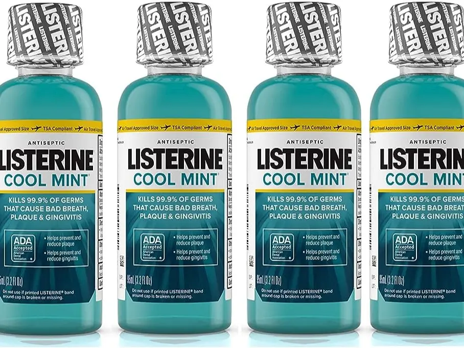 Listerine Cool Mint Antiseptic Mouthwash for Bad Breath, Travel Size 3.2 oz - Pack of 6