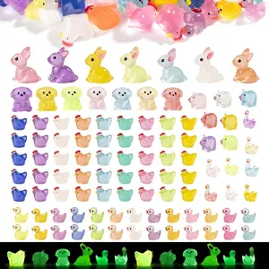 100 count Easter Luminous Mini   to  Miniature   Figures Glow in The Dark  Ducks Owls Frogs Bulk for Fairy Garden  Landscaping Dollhouse  Decor Party Easter Gifts