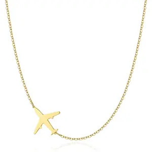 Women's Dainty Pendant Necklace, Airplane Swallow Lightning Dragonfly Shape, Shiny CZ Inlaid, Adjustable Chain Choker, Minimalist Daily Jewelry, Perfect Gift for Birthday Holiday Party