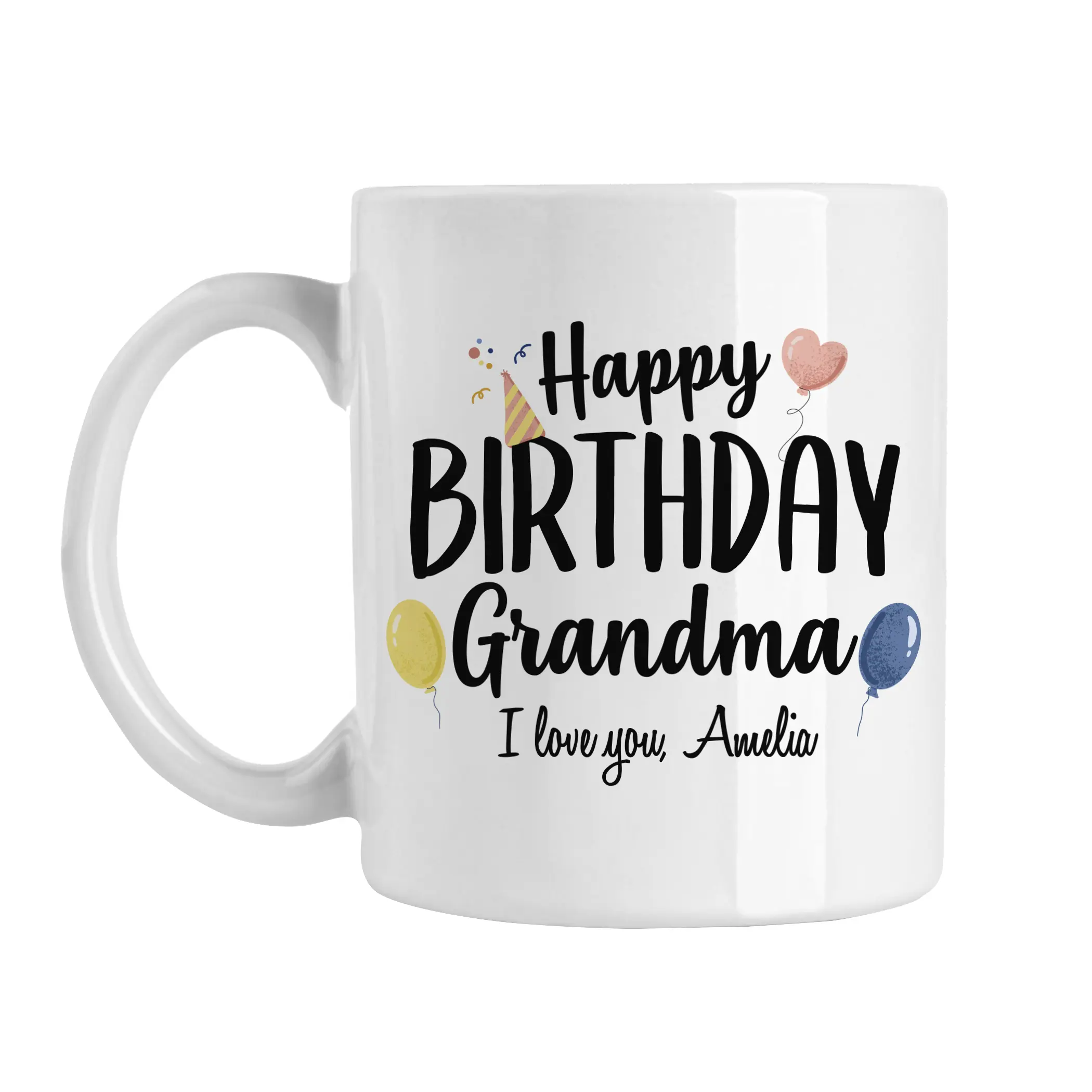 Happy Birthday Grandma Mug From Baby, Custom Grandma B-Day Cup from Grandbaby, Cute Personalized Grandma Birthday Coffee Cup from Grandchild, 11oz cup