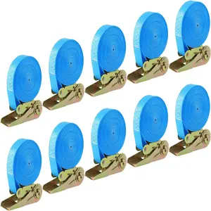 10 Pcs 1" X 20' Heavy Duty Ratchet Straps，1760Lbs Break Strength Endless Strap Without Hooks, Ideal For Motorcycles, Goods, And Luggage，Black/Blue/Orange