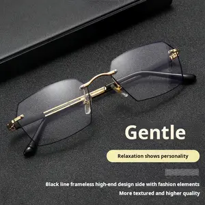Minimalist Rimless Reading Glasses with Black Edge – Comfortable & Lightweight