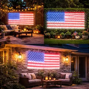 Festive Living 416 LED Red White Blue Lights Net – 7ft x 3.5ft USA Patriotic Net Lights for Outdoor & Indoor Use – American Flag Colors for 4th of July, Memorial Day, Independence Day Decorations