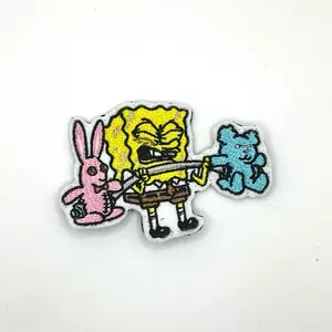 Cartoon Sponge Weightlifting Embroidered patch