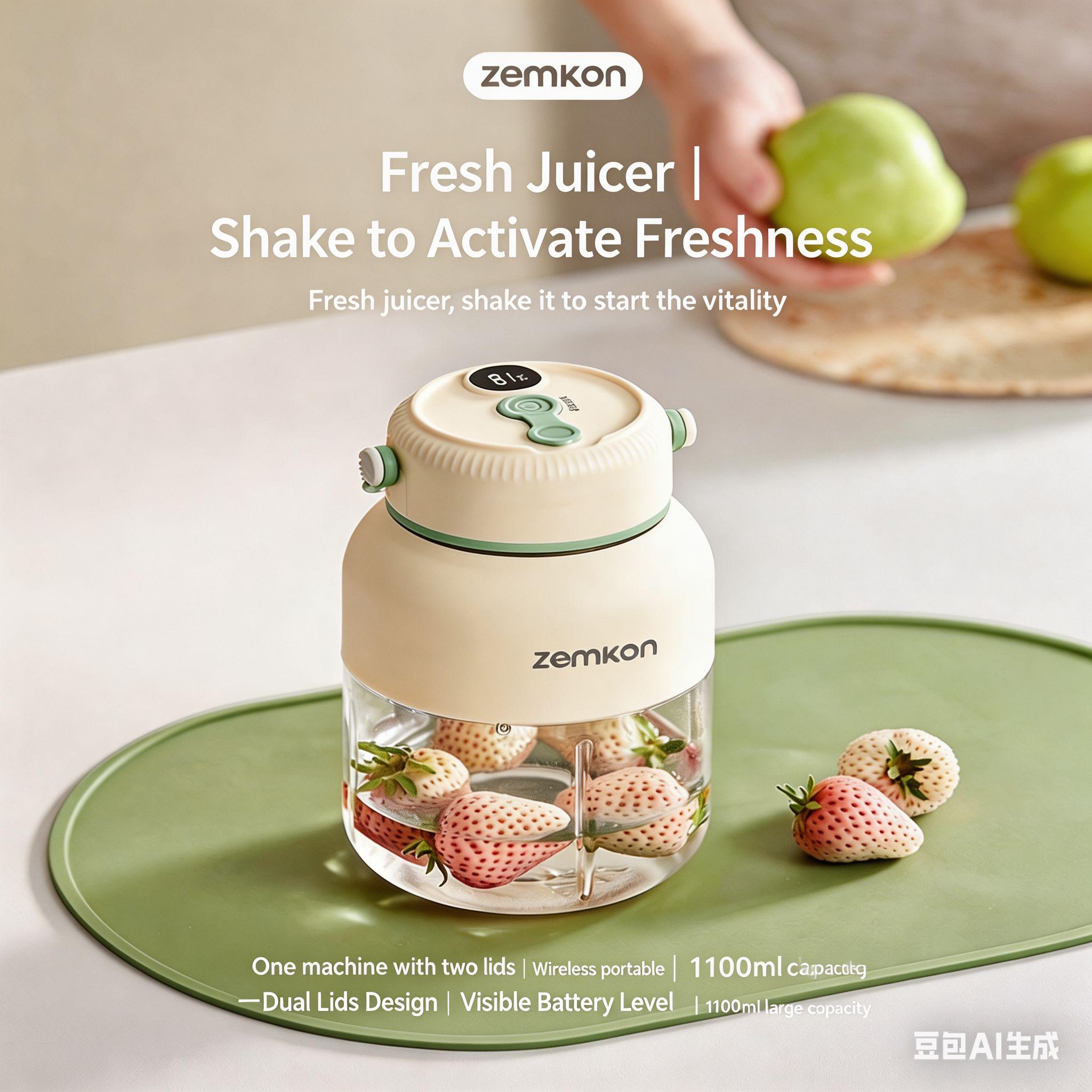 2.0 Portable Home Juicer, Mini Wireless Multi-functional Sports Juicer Cup with Type-C, a must-have for travel and outdoor activities.