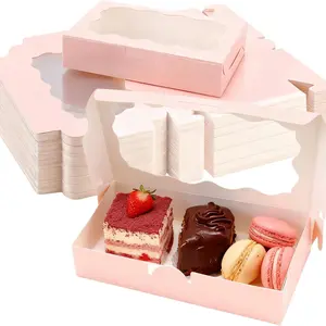 6pcs Rectangular Cookie/candy Box with Transparent Window, Ideal for Baking & Candy Packaging, Valentine's Day Gift Box