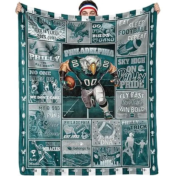 Eagles Football Throw Blanket, Soft Warm Fleece Blanket, Game Day Decor, Man Cave Blanket, Tailgate Essential, Gift for Eagles Fans