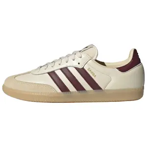 Men's Adidas Originals SAMBA OG Leather Low-Top Casual Footwear Sneakers, Beige, Versatile & Comfortable for Casual Wear