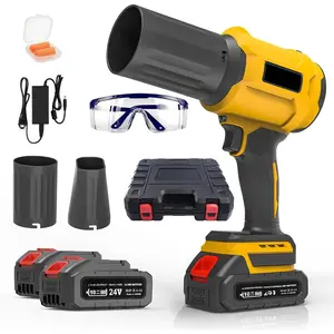 Cordless Leaf Blower 800000 RPM Brushless, 24V Handheld Electric Blower, 2x4000mAh , LED Light, 2 Nozzles & Variable Speed, Lightweight 2.2 lbs for Yard,  Drying & Snow Cleaning