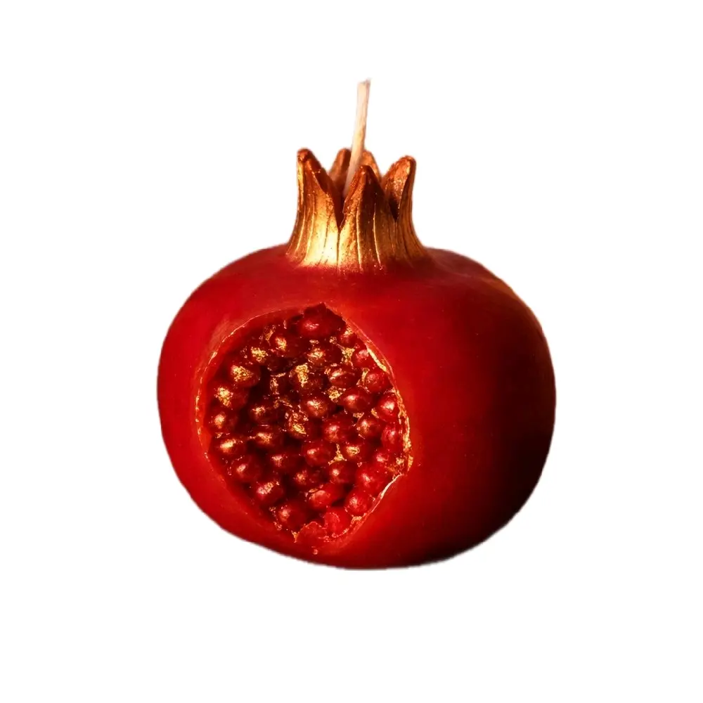Pomegranate Candle - Red Color, Decorative Design, Ideal for Home Decor, Perfect for Festive Occasions