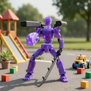 Action Doll, Transparent PVC Model, 3D Printed Multi-Joint Full Body Robot T13, Accessories Included, Stop Motion Animation, Desktop Decor, Gift Idea