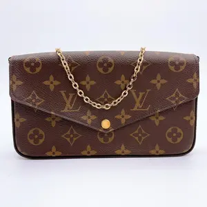 Pre-owned Louis Vuitton Monogram Pochette Felicie Chain Wallet Fuchsia