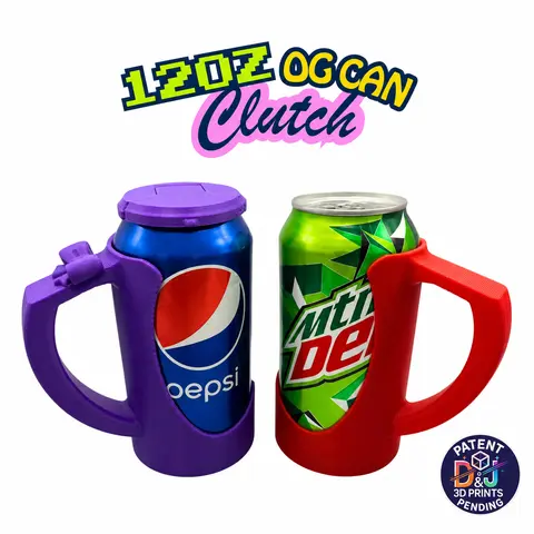 12oz OG Plastic Clutch Beverage Holder - Durable, Lightweight, Travel-Friendly Kitchen Drinkware Accessory, Hand Wash Safe, Keeps Energy Drink Cold, Optional Lid Add-On, Glow-In-The-Dark & Multiple Colors, Customizable Cover for Soda, Glow-In-The-Dark Col
