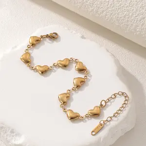 Gold Heart Charm Bracelet for Women, Vintage Link Chain Bracelet, Elegant Fashion Jewelry Gift